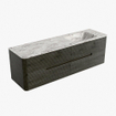 Mondiaz CIRO-DLUX Badkamermeubelset - 160x45x50cm - Solid surface wastafel Glace - 1 wasbak Rechts - 1 kraangat - 4 lades - Shadow SW1532225