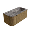 MONDIAZ KURVE-DLUX meuble de salle de bains 95cm arrondi gauche couleur Dusk avec 1 tiroir et 1 porte. Lavabo BIG SMALL à droite 1 trou de robinet Sombra. SW1433835