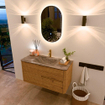 Mondiaz CIRO-DLUX Badkamermeubelset - 100x45x50cm - Solid surface wastafel Oza - 1 wasbak Midden - 1 kraangat - 2 lades - Oak SW1531109