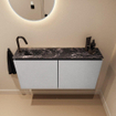 MONDIAZ TURE-DLUX 100cm toiletmeubel Plata. EDEN wastafel Lava positie links. Met 1 kraangat. SW1103981