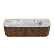 MONDIAZ KURVE-DLUX 150cm Meuble salle de bain avec module 25 G et D - couleur Walnut - 1 tiroir - 2 portes - vasque BIG MEDIUM centre - 1 trou de robinet - couleur Glace SW1138017