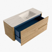 Mondiaz CIRO-DLUX Meuble de salle de bains - 120x45x50cm - Plan vasque Solid surface Meli - 1 lavabo à droite - sans trous de robinetterie - 2 tiroirs - Chêne SW1531404