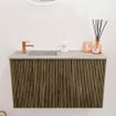 Mondiaz JOYA-DLUX 70cm toiletmeubel - kleur Dusk - Wastafel FAYE positie Links 1 kraangat kleur Glace. SW1423171