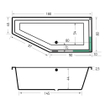 Xenz Society Compact ligbad - 180x80cm - met overloop - zonder afvoer - Hoekopstelling rechts - Acryl Ebony mat SW103204