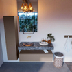 Mondiaz ALAN-DLUX Ensemble de meuble - 120cm - meuble Smoke mat - 1 tiroir - Lavabo Cloud Lava suspendu - vasque Gauche - 0 trous de robinet SW808327