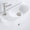 QeramiQ Fuente Ensemble lave-mains - 40x21.5x12cm - gauche - lisse - demi-rond - 1 trou de robinet - céramique - robinet lave-mains inox brossé - bonde - siphon abaissé - blanc brillant SW1232808