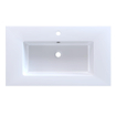 Arcqua Mira Lavabo encastré - 81x46x1.5cm - vasque simple - 1 trou de robinet - marbre de synthèse - blanc brillant SW1581355