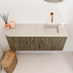 Mondiaz JOYA-DLUX Meuble de toilette 91,6cm - arrondi gauche couleur Dusk - Vasque FAYE position Droite Sans trou de robinet couleur Opalo SW1423360