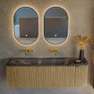 Mondiaz KURVE-DLUX Ensemble de meubles de salle de bains - 145x46x40cm - 1 tiroir - 1 porte - vasque solid surface - gauche - sans trou de robinet - Dusk SW1415535