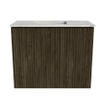 Mondiaz JOYA-DLUX 50cm toiletmeubel - kleur Shadow - Wastafel FAYE positie Links 1 kraangat kleur Glace. SW1422772