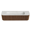 MONDIAZ KURVE-DLUX 170cm Meuble salle de bain avec module 25 G et D - couleur Walnut - 1 tiroir - 2 portes - vasque BIG LARGE centre - sans trou de robinet - couleur Opalo SW1137669