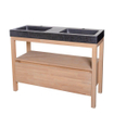 BRAUER Natural Wood Meuble sous lavabo sur pieds 119x45.5x81cm 1 tiroir avec 1 trou pour siphon chêne massif Grey Oak sans miroir SW373063