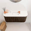 Mondiaz JOYA 83.2cm toiletmeubel - ronding links en rechts kleur Walnut - Wastafel FAYE positie Midden 1 kraangat kleur Talc. SW1421278