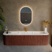 Mondiaz KURVE-DLUX Ensemble de meuble de salle de bains - 170x46x40cm - 1 tiroir - 2 portes - lavabo solid surface - milieu - 1 trou de robinet - Ruby SW1415955