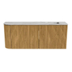 Mondiaz JOYA-DLUX Meuble de salle de bains 101,6cm - arrondi gauche couleur Chêne - Vasque FAYE position Droite Sans trou de robinet couleur Glace SW1422046