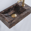 FugaFlow Efficiente Pietra Set de lave-mains - 40x22x10cm - trou de robinet à droite - robinet de lave-mains laiton brossé PVD - bonde - siphon abaissé - Dark Emporador SW1448156