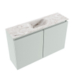 MONDIAZ TURE-DLUX Meuble toilette - 80cm - Greey - EDEN - vasque Glace - position centrale - 1 trou de robinet SW1103287