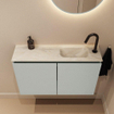 MONDIAZ TURE-DLUX meuble WC 80 cm Greey. Lavabo EDEN Ostra position droite. Avec 1 trou de robinet. SW1104837