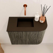 Mondiaz JOYA 51.6cm meuble de toilette - arrondi droit couleur Shadow - Vasque FAYE position Gauche Sans trou de robinet couleur Urban. SW1421513