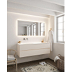 MONDIAZ VICA Ensemble de meuble salle de bain - 150cm - 2 tiroirs - lavabo Cloud gauche - 0 trous de robinet - solid surface lin SW411026