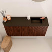 Mondiaz JOYA Meuble de salle de bains - 91,6cm - arrondi gauche couleur Ruby - Vasque FAYE position Droite 1 trou de robinet couleur Urban SW1421841