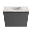 MONDIAZ TURE-DLUX Meuble toilette - 60cm - Dark Grey - EDEN - vasque Glace - position centrale - sans trou de robinet SW1103221