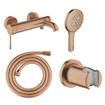 GROHE Essence Ensemble de bain – mitigeur de baignoire – douchette à main – support de douchette – flexible de douche – brushed warm sunset SW1574566