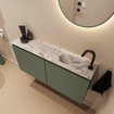 MONDIAZ TURE-DLUX Meuble toilette - 100cm - Army - EDEN - vasque Glace - position droite - 1 trou de robinet SW1103187