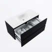 MONDIAZ VICA 100cm meuble sous lavabo Urban 2 tiroirs. Lavabo MOON centre 1 trou de robinet, couleur Talc. SW1381853