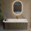 Mondiaz KURVE-DLUX Ensemble meuble de salle de bains - 125x46x40cm - 1 tiroir - 1 porte - lavabo solid surface - droite - 1 trou de robinet - Shadow SW1414471