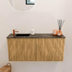 Mondiaz JOYA-DLUX 90cm meuble de salle de bains - couleur Oak - Vasque FAYE position Gauche 1 trou de robinet couleur Lava. SW1422147