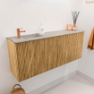 Mondiaz JOYA-DLUX 100cm meuble de salle de bains - couleur Oak - Vasque FAYE position Gauche 1 trou de robinet couleur Glace. SW1421996