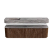 MONDIAZ THOR-DLUX 170cm badmeubel ronding links + rechts kleur Walnut met 1 lade en 2 deuren. Vrijhangende wastafel CLOUD Links 1 kraangat kleur Sombra. SW1465836