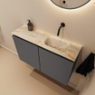 MONDIAZ TURE-DLUX Meuble de toilettes 80 cm Dark Grey. EDEN lavabo Frappe position droite. Sans trou de robinet. SW1102745