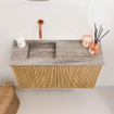 Mondiaz JOYA-DLUX 70cm toiletmeubel - kleur Oak - Wastafel FAYE positie Links Zonder kraangat kleur Oza. SW1424082