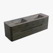 Mondiaz CIRO-DLUX Ensemble de meubles de salle de bains - 160x45x50cm - plan-vasque Solid surface Oza - 2 vasques double - sans perçages pour robinet - 4 tiroirs - Shadow SW1532660