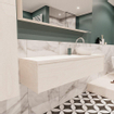 MONDIAZ LUSH Ensemble de meuble de salle de bain - 150cm - 1 tiroir - lavabo BARCO - vasque à droite - 1 trou de robinet - sous-couche SW409688