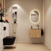 MONDIAZ TURE-DLUX Meuble toilette - 60cm - Washed Oak - EDEN - vasque Glace - position centrale - 1 trou de robinet SW1103588