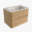 Mondiaz CIRO-DLUX Badkamermeubelset - 70x45x50cm - Solid surface wastafel Frappe - 1 wasbak Midden - zonder kraangaten - 2 lades - Oak SW1530774