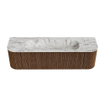 MONDIAZ KURVE-DLUX 160cm Meuble salle de bain avec module 25 G et D - couleur Walnut - 1 tiroir - 2 portes - vasque BIG MEDIUM centre - 1 trou de robinet - couleur Glace SW1138045