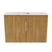Mondiaz JOYA-DLUX 60cm meuble de salle de bains - couleur Oak - Vasque FAYE position Gauche Sans trou de robinet couleur Nata. SW1424005