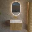 Ensemble de meuble de salle de bain Mondiaz KURVE - 60x46x40cm - 1 tiroir - lavabo en solid surface - milieu - sans trou de robinet - Dusk SW1414714