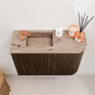 Mondiaz JOYA-DLUX Meuble de salle de bains 61,6cm - arrondi droit couleur Noyer - Lavabo FAYE position Gauche 1 trou de robinet couleur Arena SW1424347