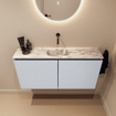 MONDIAZ TURE-DLUX Meuble toilette - 100cm - Clay - EDEN - vasque Glace - position centrale - sans trou de robinet SW1103201