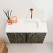 Mondiaz JOYA 60cm toiletmeubel - kleur Shadow - Wastafel FAYE positie Rechts Zonder kraangat kleur Talc. SW1421396