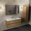 Mondiaz AIVY Ensemble de meuble - 120x45x50cm - 1 trou de robinet - 1 vasque talc céramique - Centre - 2 tiroirs - avec armoire de toilette - Melamine Chai SW892319