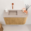 Mondiaz JOYA-DLUX 61.6cm toiletmeubel - ronding rechts kleur Oak - Wastafel FAYE positie Links Zonder kraangat kleur Saba. SW1424200