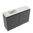 MONDIAZ TURE-DLUX Meuble toilette - 80cm - Dark Grey - EDEN - vasque Glace - position gauche - 1 trou de robinet SW1103241