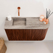 Mondiaz JOYA-DLUX 71.6cm meuble de salle de bains - arrondi droit couleur Ruby - Lavabo FAYE position Gauche Sans trou de robinet couleur Oza. SW1425536