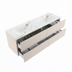 MONDIAZ VICA-DLUX Ensemble meuble de salle de bains - 150cm - meuble bas linen - 4 tiroirs - lavabo encastré cloud double - sans trous de robinet - version haute 60cm - frape SW1088978